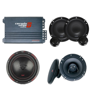 Audio Trinity & Tech Online Exclusive – Cerwin Vega XED Complete Car Audio Combo – XED650C Component Speakers + XED62 Coaxial Speakers + XED4004D 4-Channel Amplifier + H10DV2 10″ Subwoofer