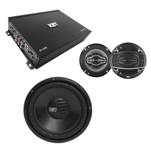 Audio Trinity & Tech Online Exclusive – KBT Complete Car Audio Combo – KBT-1687S 6.5″ Coaxial Speakers + S4-1000 4-Channel Amplifier + SGT-104S 10″ Subwoofer